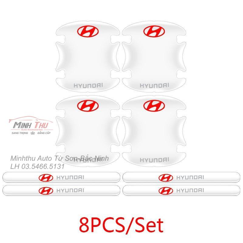(Huyndai) Bộ 10 Miếng Dán Silicon Chống Xước Hõm Cửa, Tay Nắm Cửa và Gương Hyundai