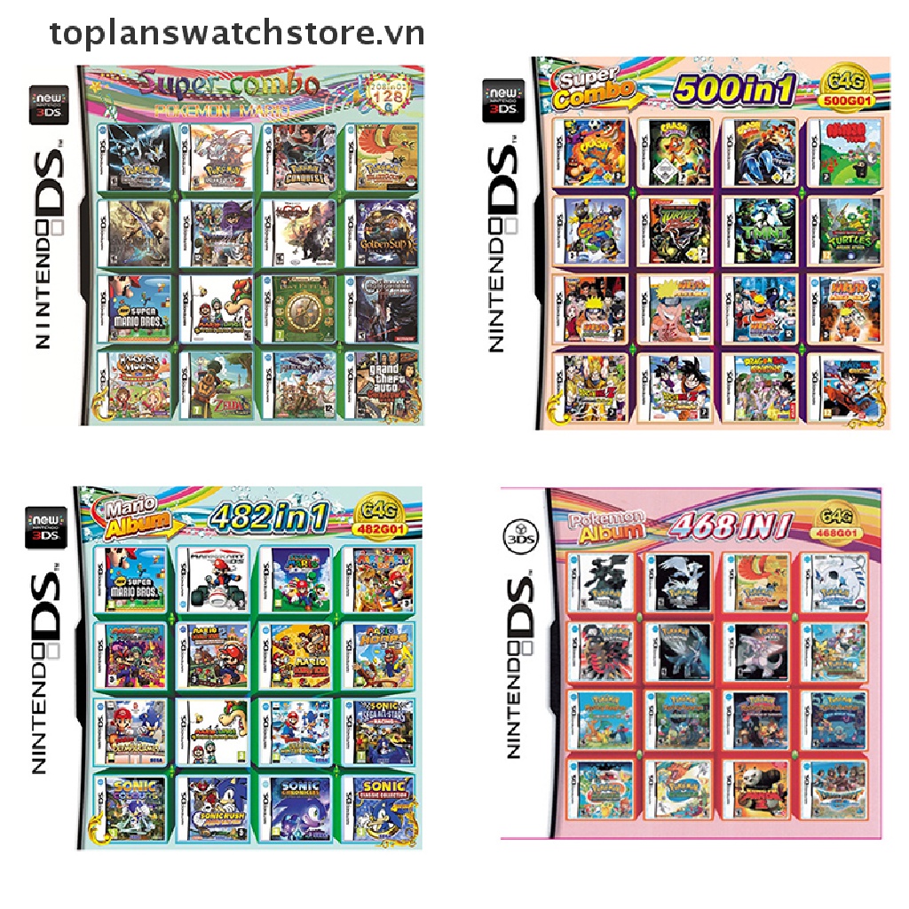 Thẻ game Nintendos DS 3DS 2DS 2ds 208 / 468 / 482 / 500 trong 1