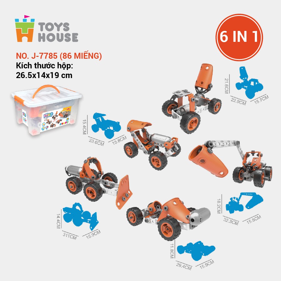 Đồ chơi lắp ghép Build&amp;Play máy móc xây dựng 86 chi tiết Toyshouse 7785 - DIY model
