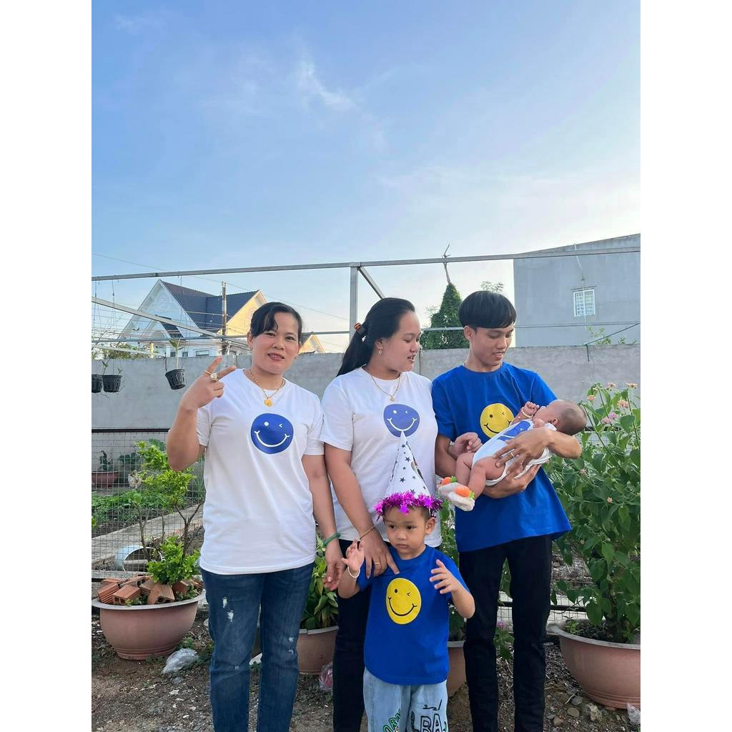 Áo gia đình Familylove - đồ gia đình họa tiết Mặt Cười xinh xắn chất liệu cotton 100% co giãn cao cấp