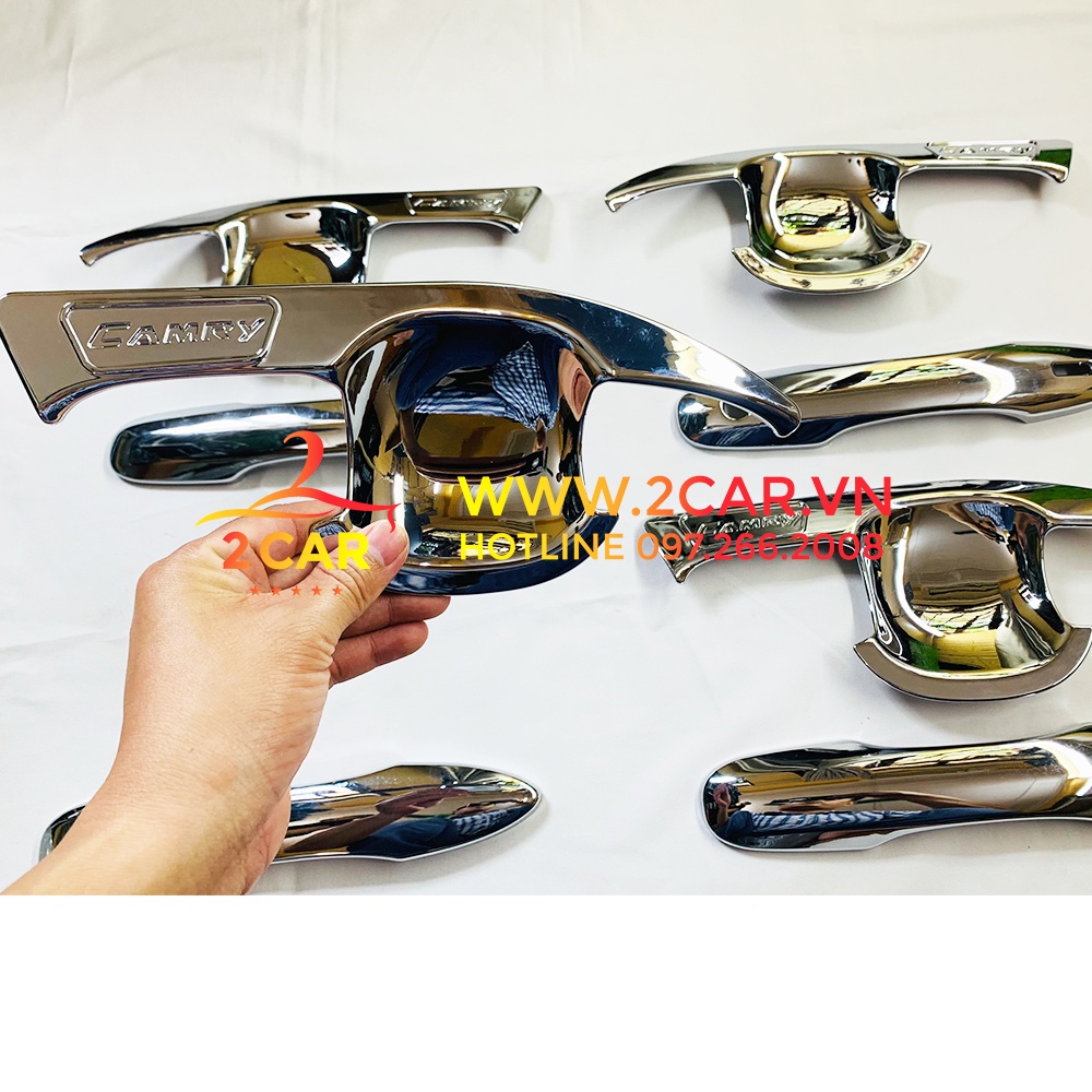 Ốp tay nắm, hõm cửa xe Toyota Camry 2019 - 2021 mạ crom cao cấp