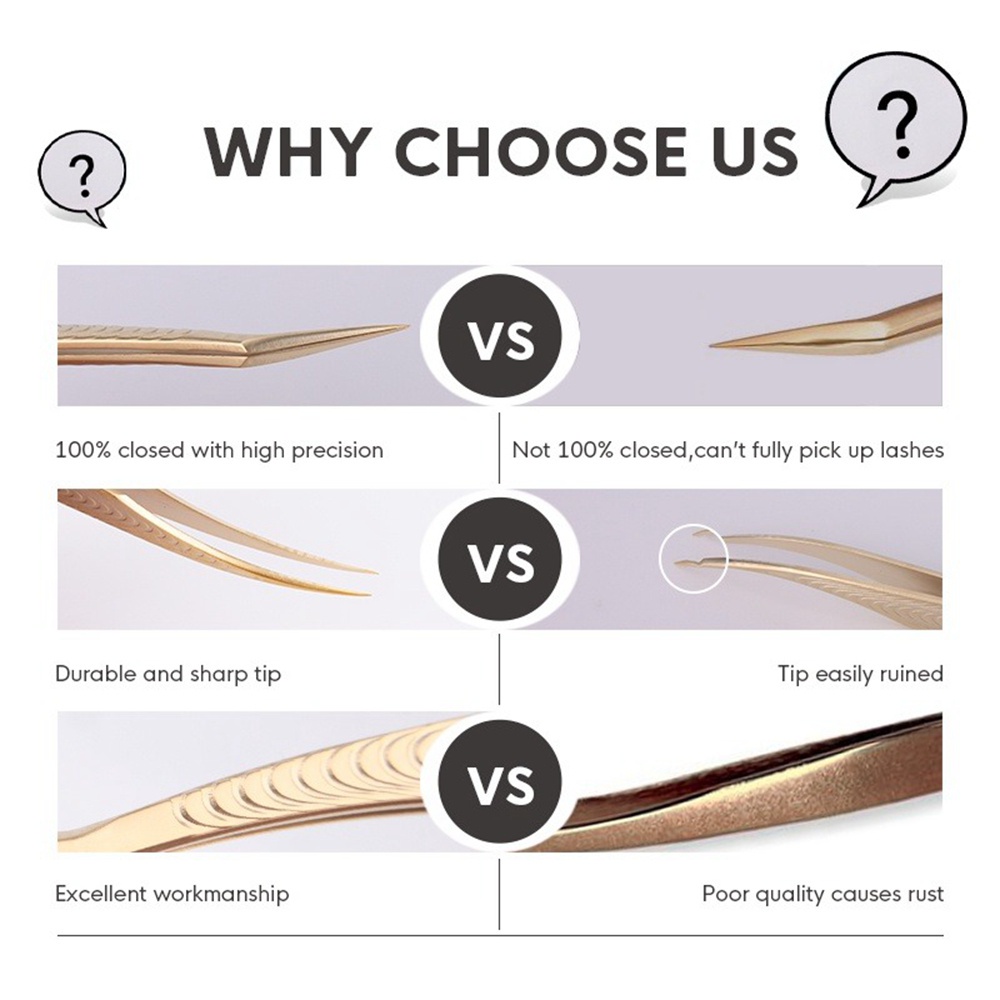 Nhíp Gắp Lông Mi Giả Cong Dài Bằng Thép Không Gỉ