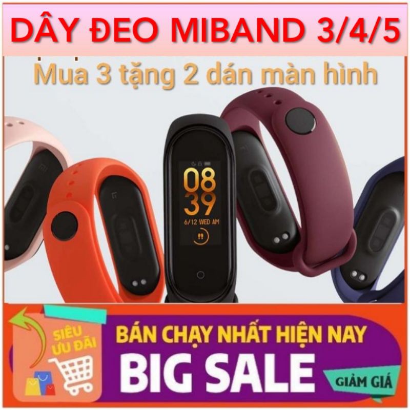 Dây miband 3 - 4 -5 thay thế (mua 3 dây Tặng 1 dán màn hình) MS11