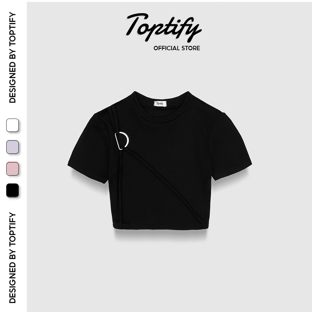 Áo croptop nữ body trơn ngắn tay TOPTIFY chất thun gân form basic AC04