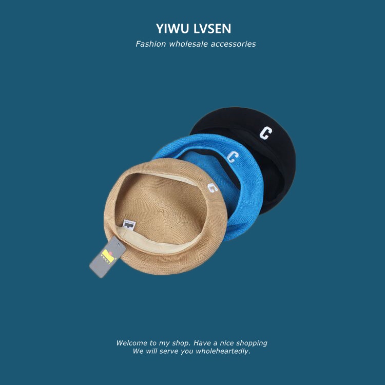 Nón Beret Hình Chữ C Thêu Họa Tiết Phong Cách Hàn Quốc Thời Trang Xuân Hè 2022