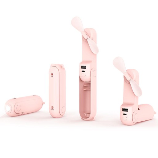 Quạt mini cầm tay 3 trong 1 hình gấu bear F8, quạt tích điện cầm tay Jisulife kiêm đèn pin và sạc dự phòng tiện lợi | BigBuy360 - bigbuy360.vn