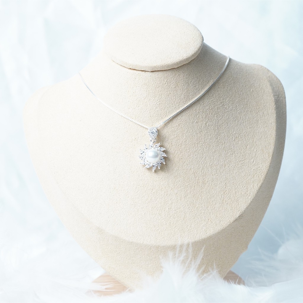 QMJ Vòng cổ bạc Hoa ngọc xoáy trang sức 925, sang trọng và tinh tế dòng QPearl - Q439