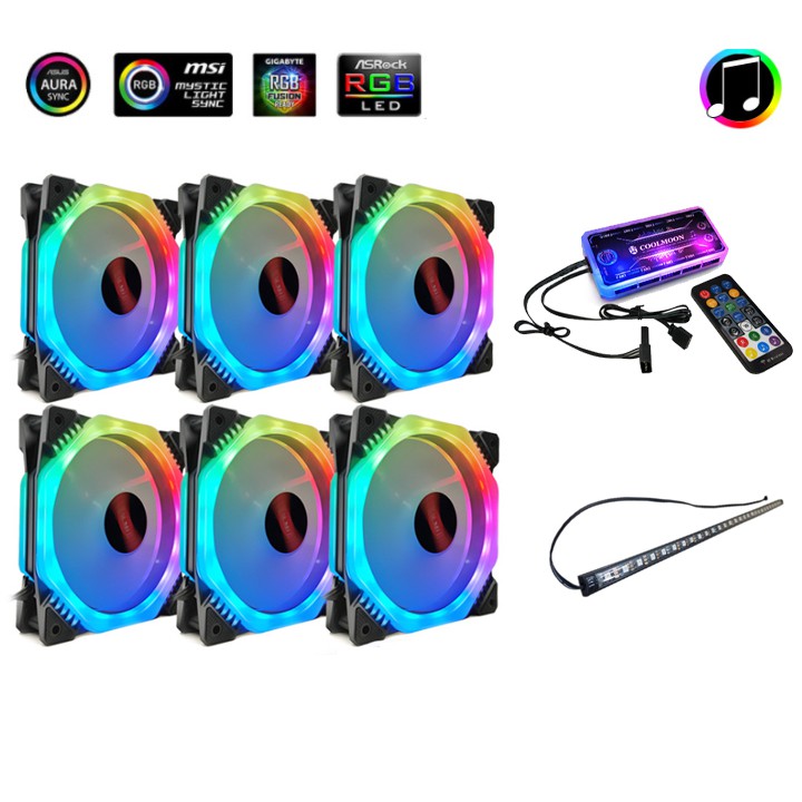 Quạt Tản Nhiệt, Fan Case Coolmoon Ver 9 - Kèm Bộ Hub Và Remote Hỗ Trợ Sync, Đổi Hiệu Ứng Theo Nhạc