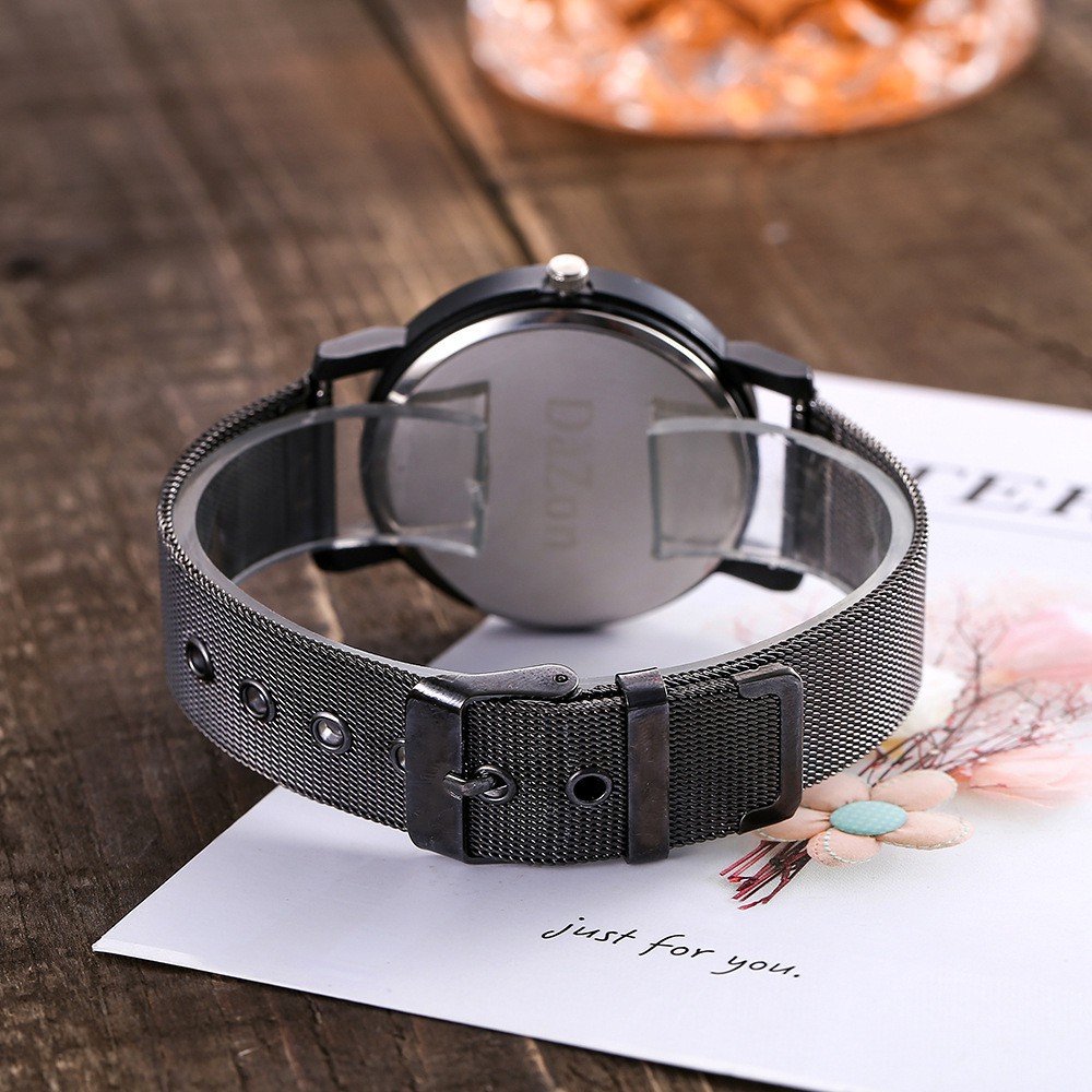 Rotation Dial Analogue Quartz Watch Women Steel Belt Wrist Watches V322
