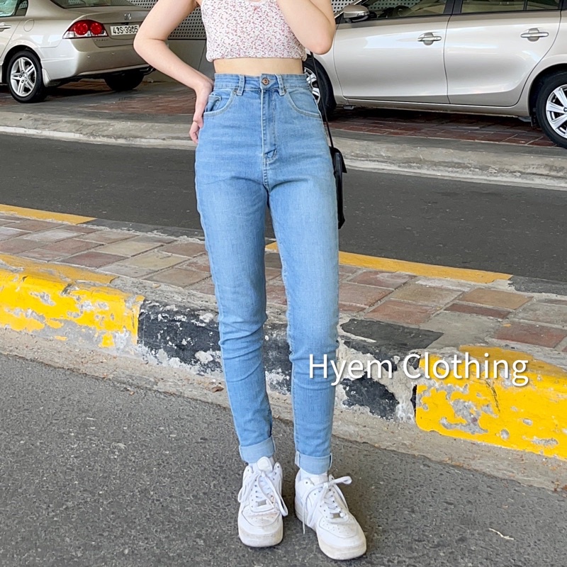 [NEW] Quần jean nữ lưng siêu cao dáng skinny ôm sát màu nhạt, hàng cao cấp - Ms02