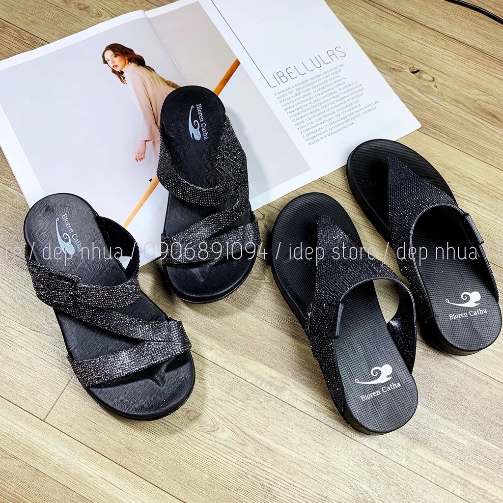 Dép kẹp xỏ ngón nữ tam giác đế PU cao 3cm chất EVA siêu nhẹ cho nữ trung niên mẹ, bà Maipy - DL164