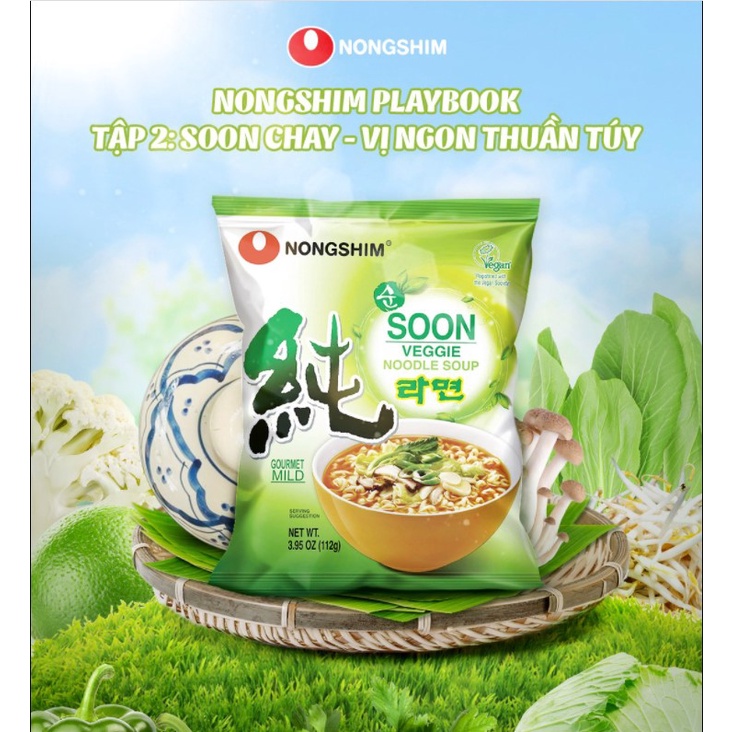 Mì Ăn Liền Nongshim Soon Veggie Chay 112G - Mì Chay Nhập Khẩu Chính Hãng Hàn Quốc