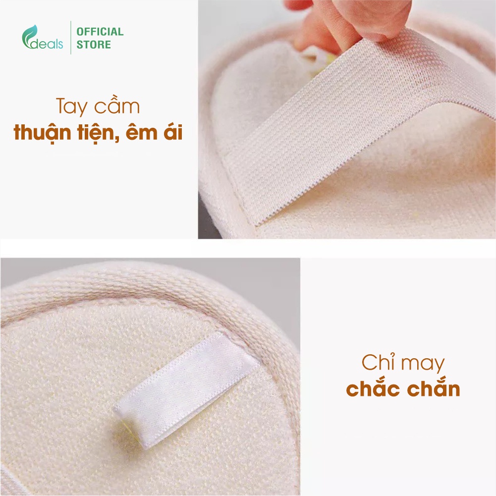 Bông Tắm Xơ Mướp Cao Cấp ECODEALS 100% Xơ Mướp Hữu Cơ - Làm sạch cơ thể, tẩy da chết, massage linh hoạt - 11 x 16cm
