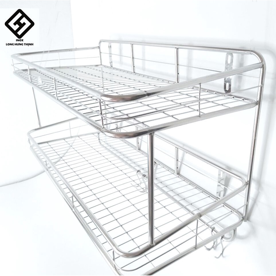 Kệ treo phòng bếp INOX cao cấp 2 tầng  nội thất gia dụng tiện lợi, đủ 6 loại kích thước, dài 50 đến 100 cm