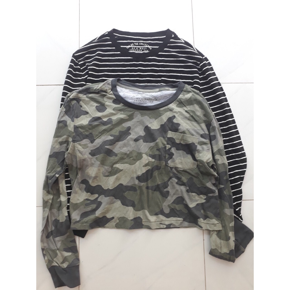 HÀNG XUẤT XỊN - ÁO THUN TAY DÀI CROPTOP XUẤT KHẨU