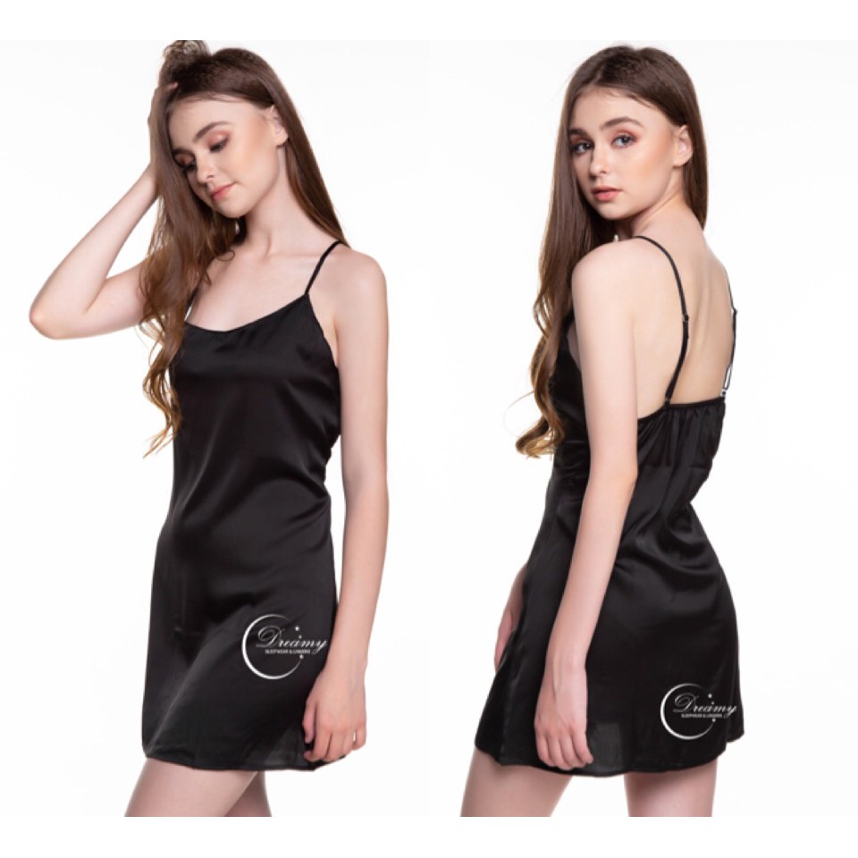 Đầm ngủ hai dây mặc nhà lụa mềm mịn, đồ ngủ nữ 2 dây mùa hè siêu mát dáng suông basic DREAMY VS04