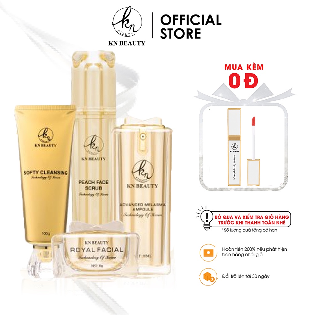 Bộ 4 sản phẩm giúp tái tạo phục hồi da mặt Royal KN Beauty (Gồm 4 sản phẩm – Ampoule + kem Royal Facial + Son 3CE