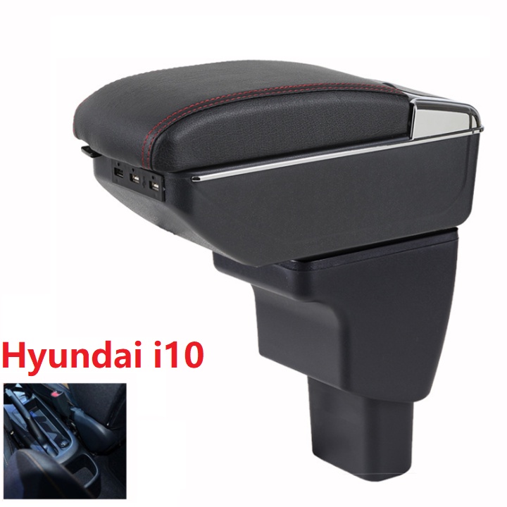 Hộp tỳ tay, bệ tỳ tay lắp cho xe Hyundai i10 tích hợp 7 cổng USB, Armrest box for Hyundai grand i10