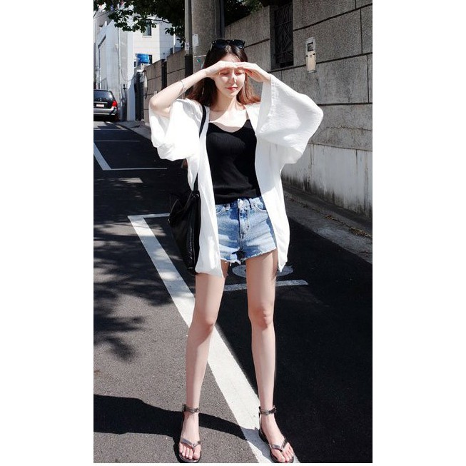 Áo khoác chiffon chống nắng màu trơn thời trang nữ tính | BigBuy360 - bigbuy360.vn