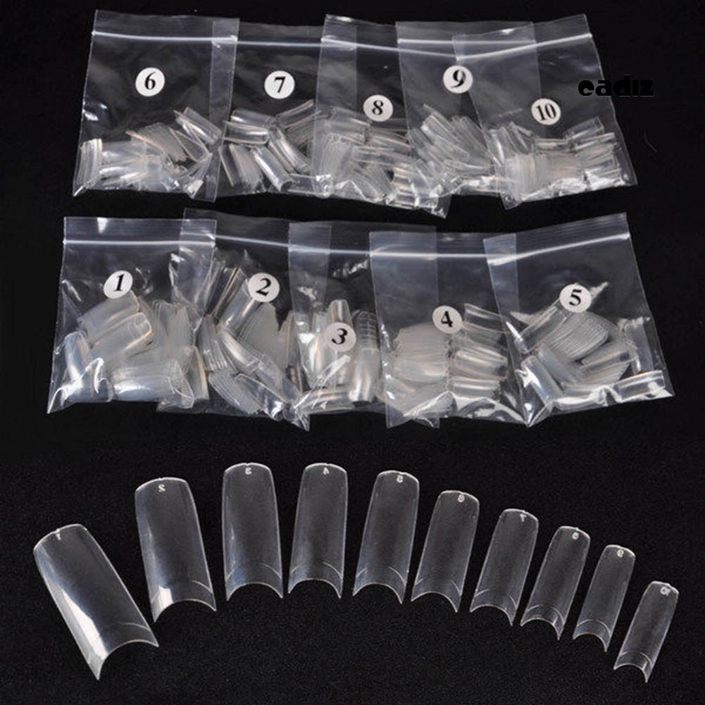 Bộ 500 Móng Tay Giả Bằng Acrylic Chuyên Dụng Cho Làm Đẹp Kiểu Pháp