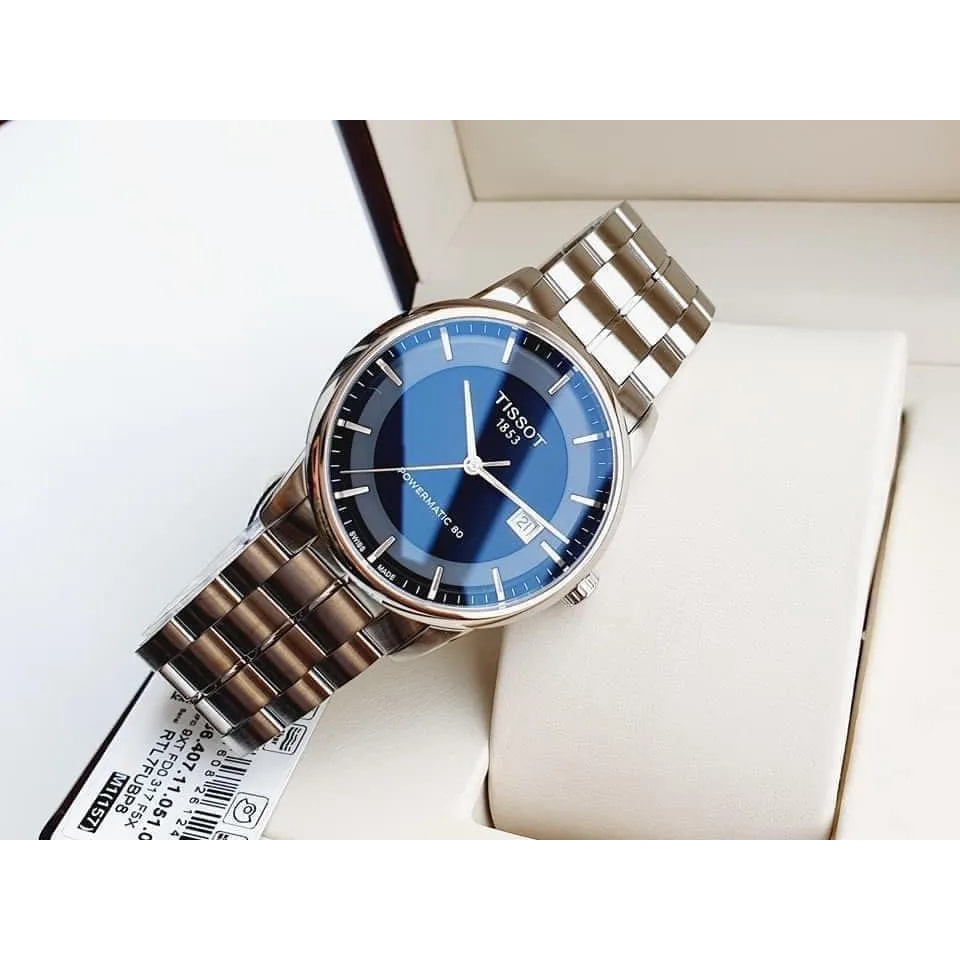 Đồng hồ nam Tissot T0864071105100 dây bạc, mặt đen, máy automatic