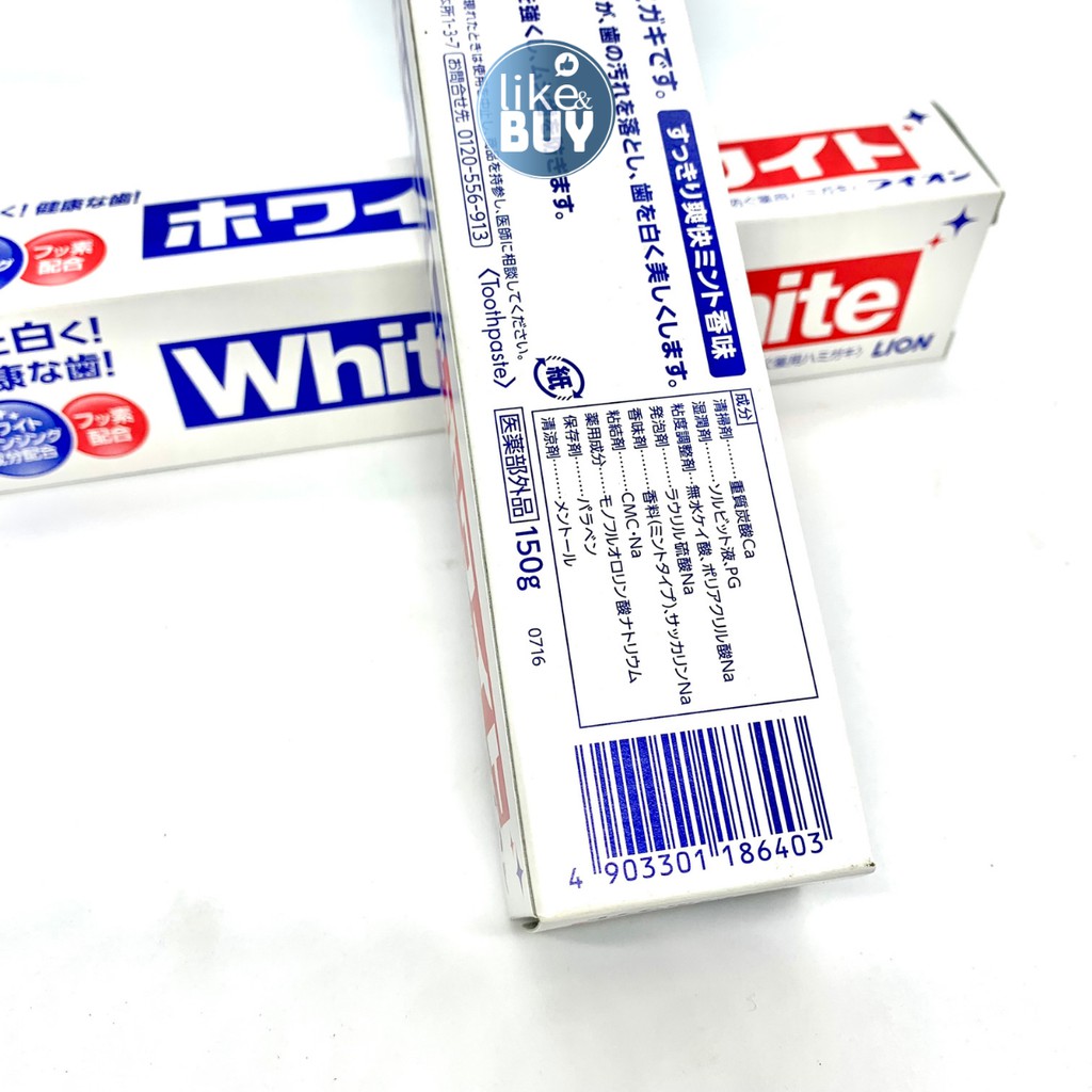 Kem đánh răng White And White Lion Nhật Bản 150g trắng răng thơm miệng - hàng ngoại Like&amp;Buy