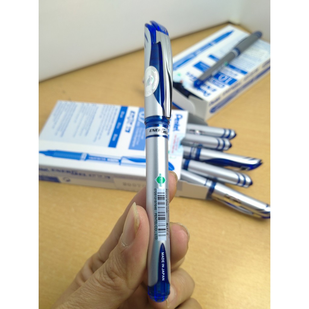 Bút Pentel Liquid Gel Ink Nét 0.7/ 1.0mm màu xanh - Chính Hãng