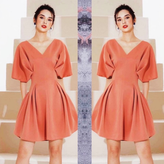 Đầm xoè cổ V cánh dơi siêu sang kèm ẢNH THẬT