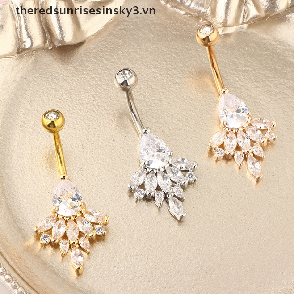Khuyên Rốn Chất Liệu Thép Không Gỉ Đính Đá Zircon Sang Trọng