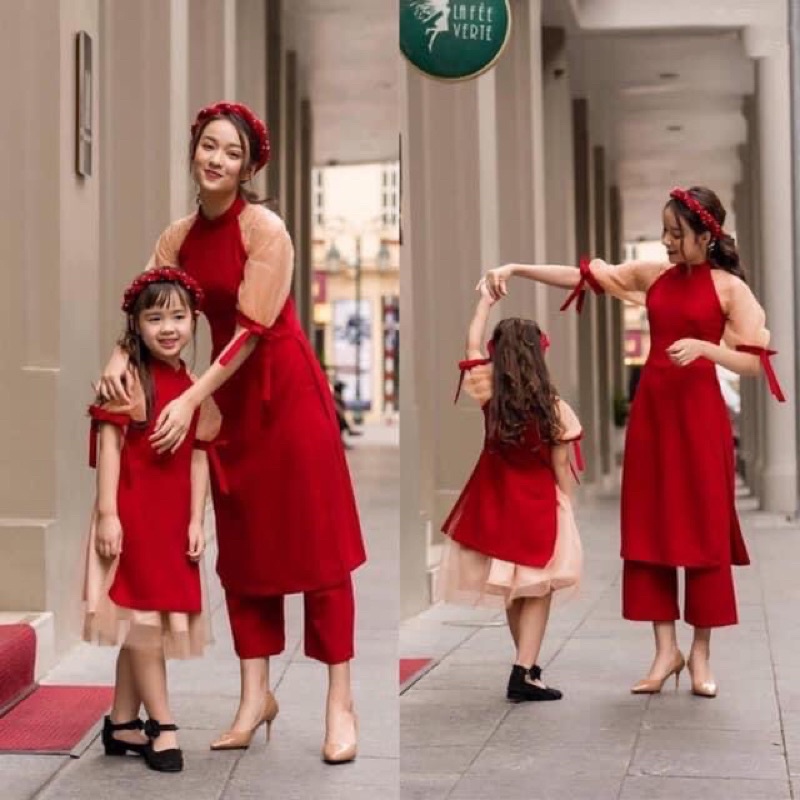 set áo dài mẹ và bé
