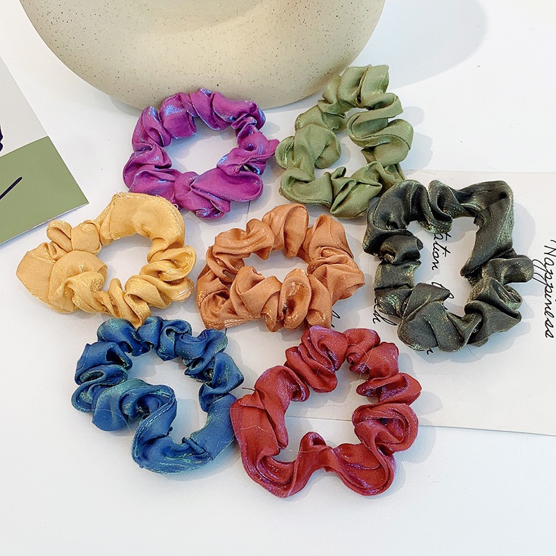 Dây buộc tóc Scrunchies lụa kim tuyến vòng tròn nhỏ HD74