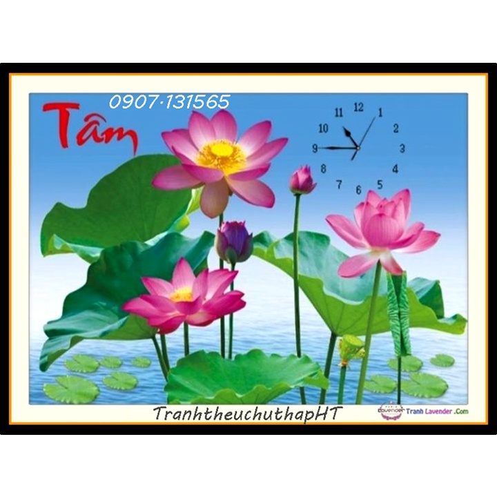 [HCM]Tranh thêu chữ thập - Tranh đính đá chữ tâm 90*50cm - tự đính