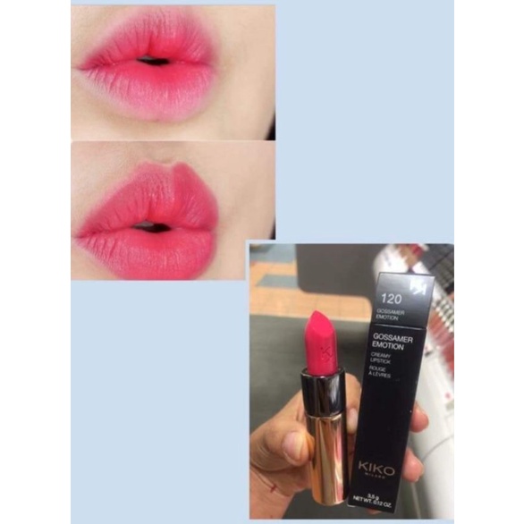 Son lì Kiko Gossamer Emotion Creamy Lipstick 120 - hồng cánh sen