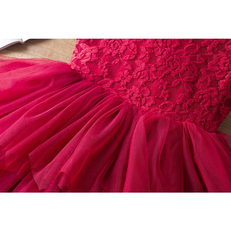 Đầm Ren Không Tay Thêu Hoa Hồng Cho Bé Gái 1-6 Tuổi