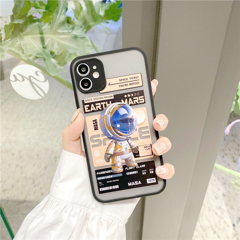 Ốp lưng iphone Hình sapce station du hành nhám viền nổi phím màu cho iphone 7plus/8plus/x/xs/xsmax/11/12/13/promax