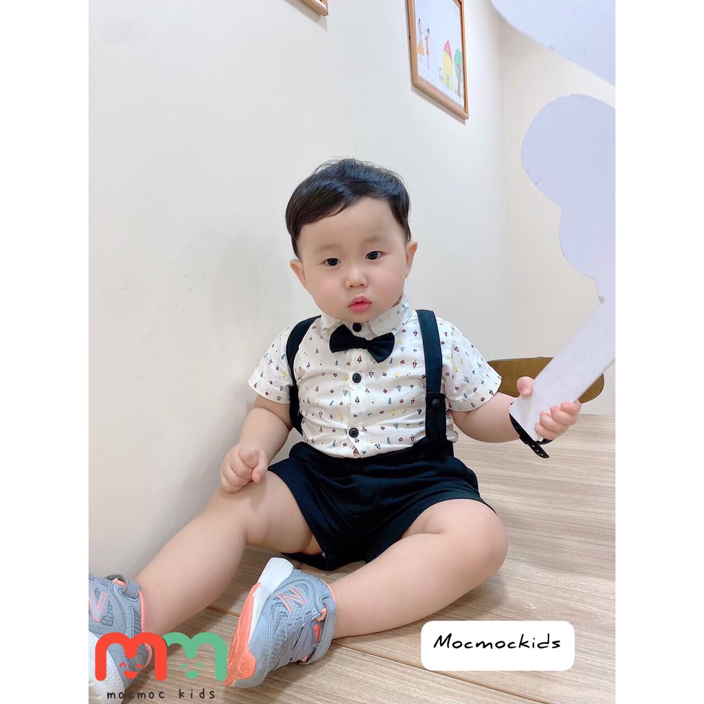Quần áo trẻ em mocmockids; set yếm phong cách Hàn cho bé từ 6-12kg