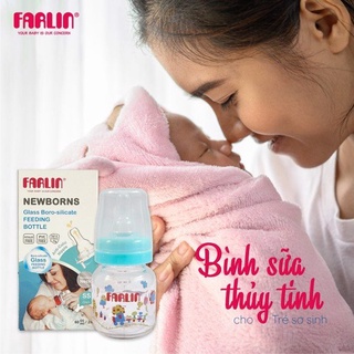 Bình Sữa Thủy Tinh Cổ Chuẩn Farlin NB205 ( 60ml - Núm Sơ Sinh )