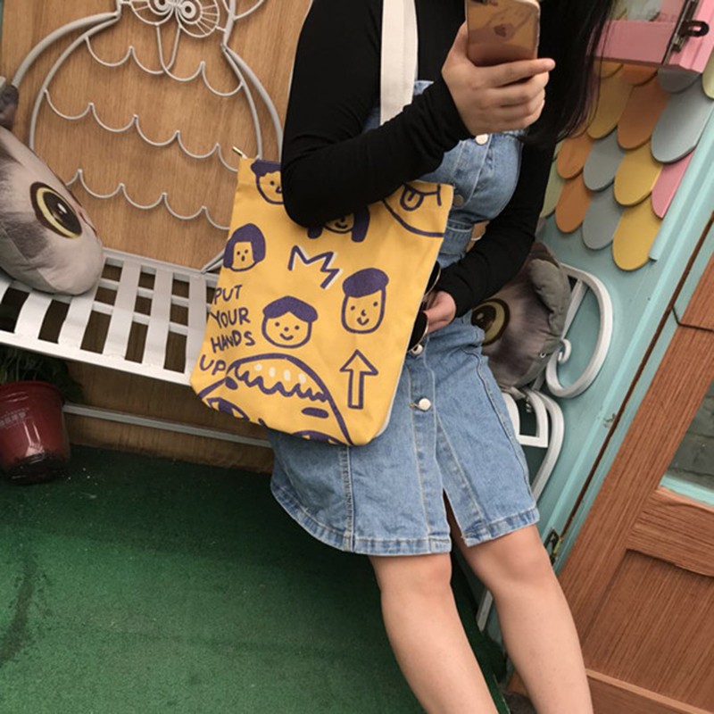 Túi Canvas Đeo Vai Kiểu Dáng Đơn Giản Xinh Xắn