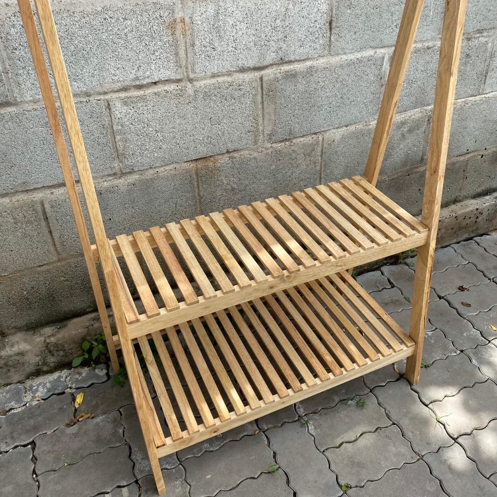 Kệ treo quần áo chữ A 2 tầng gỗ cao su ngang 150*80*44cm