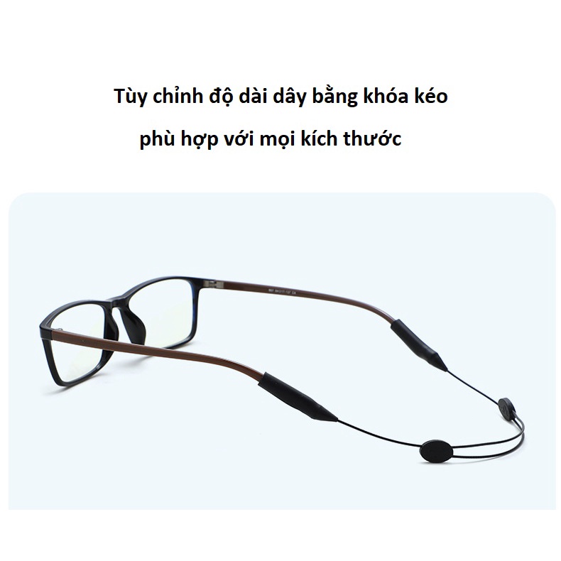 Dây cài kính silicone lõi thép chống xệ tụt, rơi kính, khắc phục kính lỏng, thoải mái học tập, hoạt động thể thao