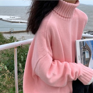 [Order] Áo len trơn màu dáng oversize cổ lọ kiểu Hàn