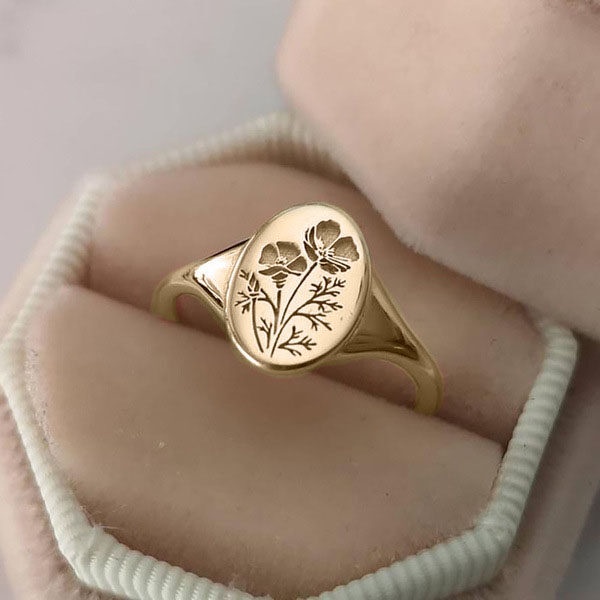 Nhẫn Mạ Vàng Chạm Khắc Hoa Tinh Tế Thời Trang Mới Cho Nữ