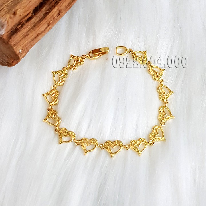 Lắc tay trái tim ngang, lắc tay nữ màu vàng LZ1706