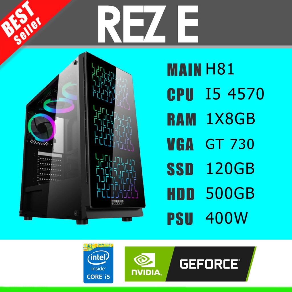 Pc gaming trọn bộ cấu hình I5 4570/H81/RAM 8GB/SSD 128GB/HDD 500GB/VGA GT 730/400W/Màn hình SamSung 24inch cong | BigBuy360 - bigbuy360.vn