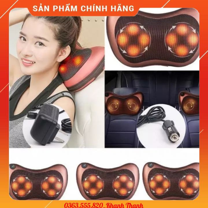 Gối massage hồng ngoại Hàn Quốc 8028 - 8 bi 2 chiều - Massage hồng ngoại sưởi ấm, xạ trị liệu vật lý hiệu quả