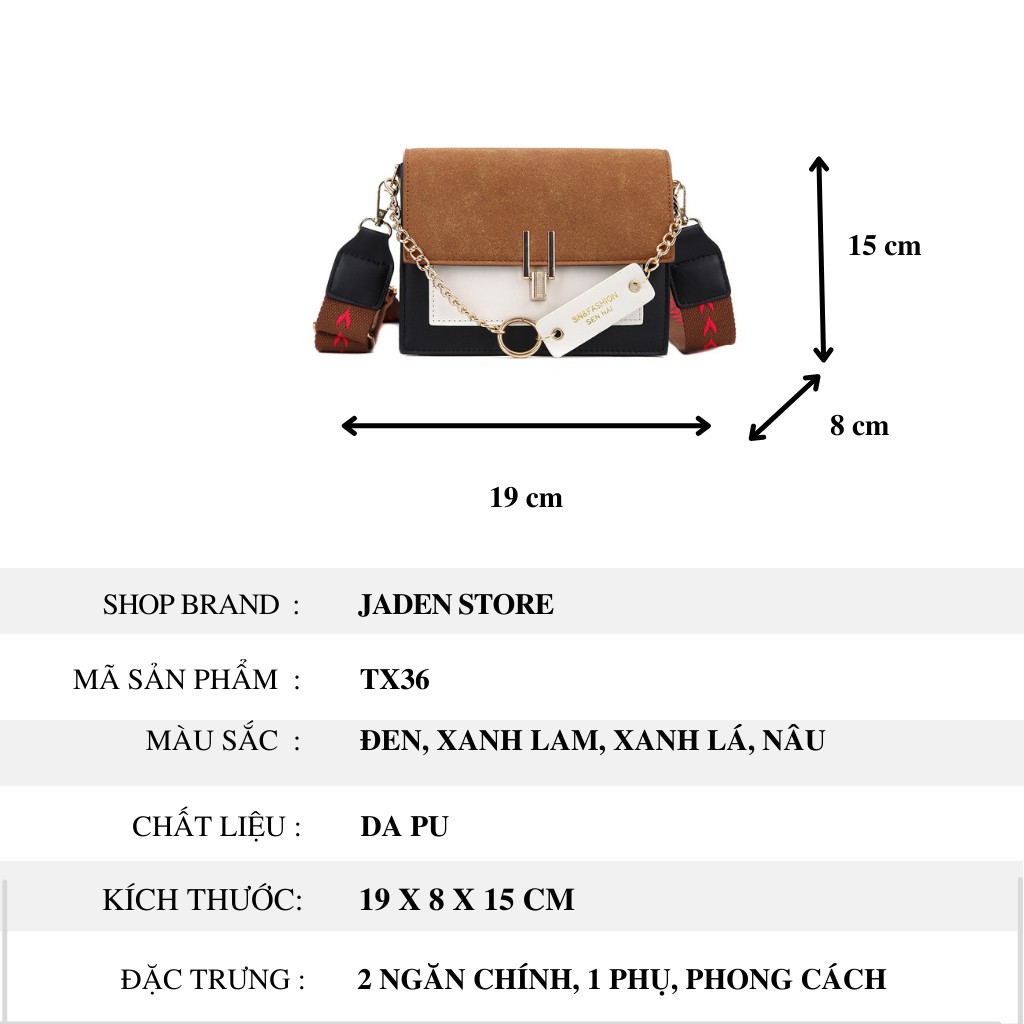 Túi xách nữ đeo chéo nữ thời trang công sở cao cấp đẹp da pu đẹp hai ngăn giá rẻ có 4 màu JADEN STORE TX36