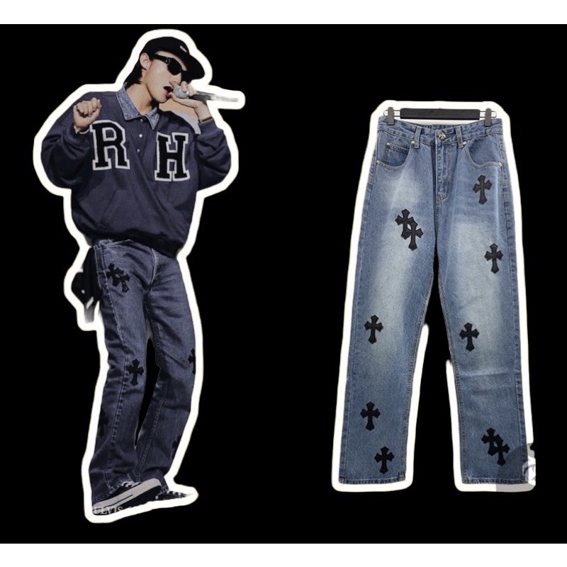 Quần Jeans Chrom Heart ống suông, Quần jeans CH Sơn Tùng