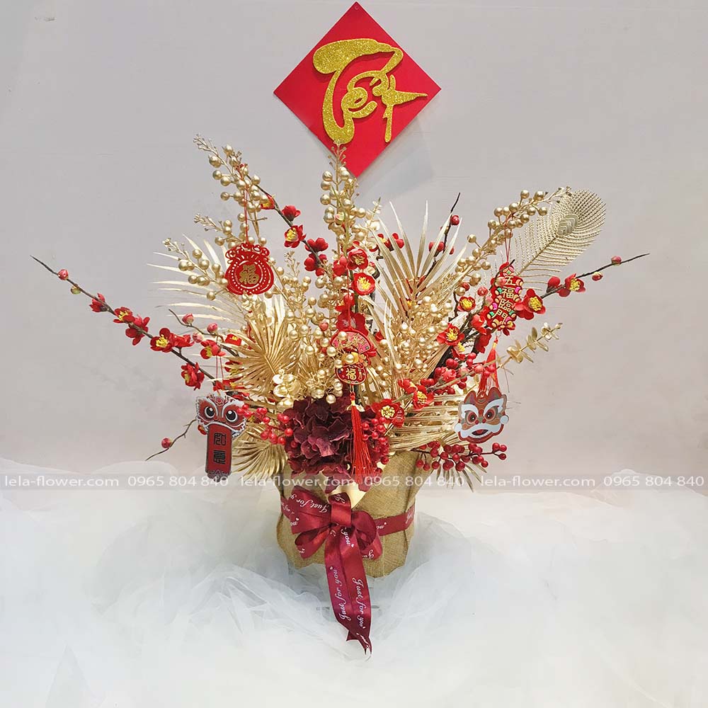 [ĐÃ CẮM SẴN] Bình hoa đào đông giả, bình hoa trang trí Tết, bình hoa decor nhà cửa, giao Hỏa tốc Hà Nội
