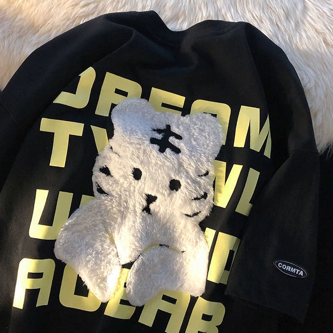 Áo nam Tay Ngắn Thêu Hình Phong Cách Hàn Quốc