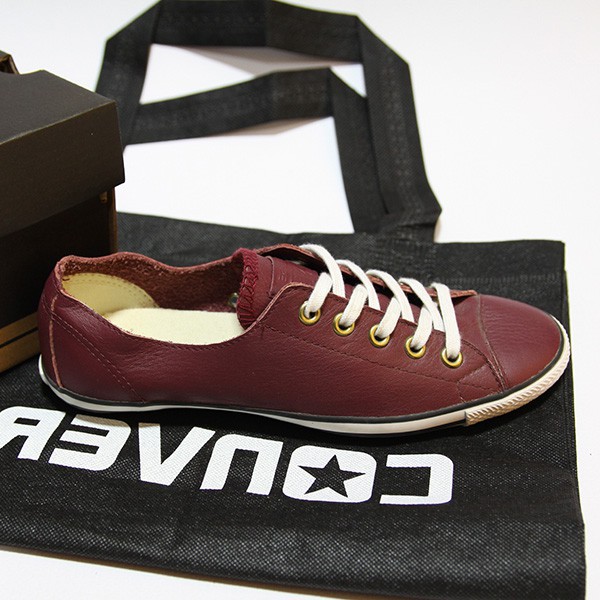 Giày Converse slim thấp cổ da đỏ đô CTDD03